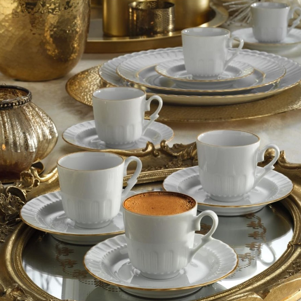 Sedef Kahve Fincanı Altın Yaldız