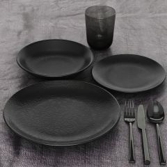 2515 Ent 19 cm Düz Tabak Mat Siyah