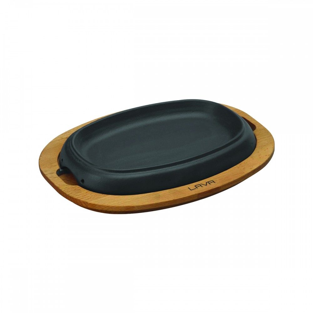 LAVA OVAL TAVA 12X19 CM AHŞAP ALTLIKLI SET