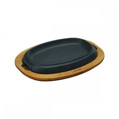 LAVA OVAL TAVA 12X19 CM AHŞAP ALTLIKLI SET