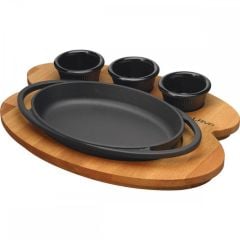 LAVA OVAL TAVA 21X14 CM AHŞAP ALTLIKLI SET